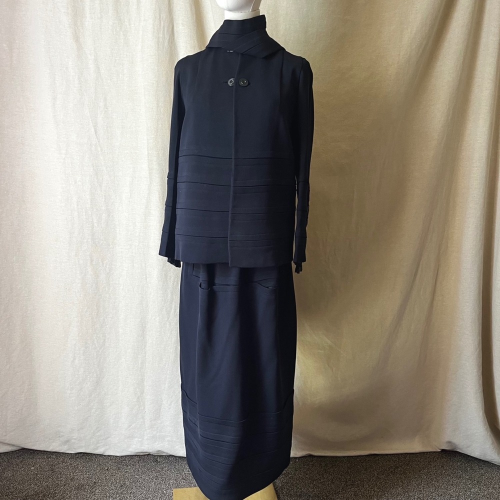 Antique 1910s 1920s Franklin Simon & Co Wool Walking Suit Silk Lined Edwardian S